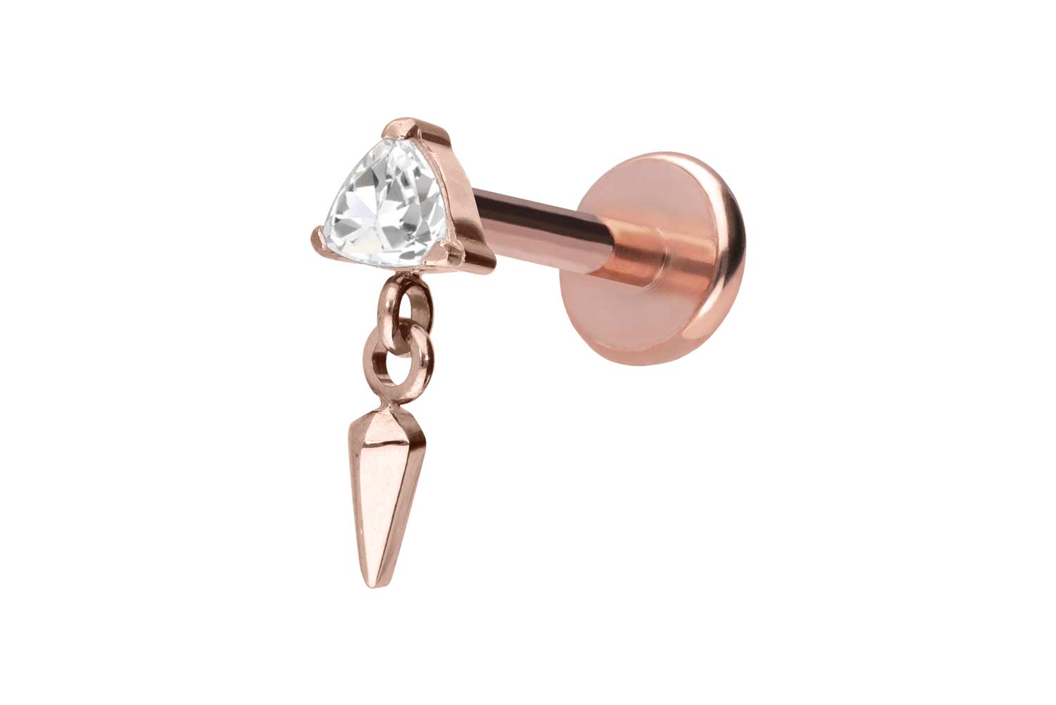 Titan Labret Piercing mit Push Fit KRISTALLDREIECK + SPITZE